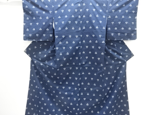 JAPANESE KIMONO / TSUMUGI / WOVEN FLOWER